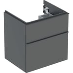 Mueble bajo Geberit serie iCon para lavabo, con dos cajones: Ancho de lavabo=60cm, Cuerpo y frontal: lava/cubierto mate, Tirador: lava/con pintura polvo al horno mate